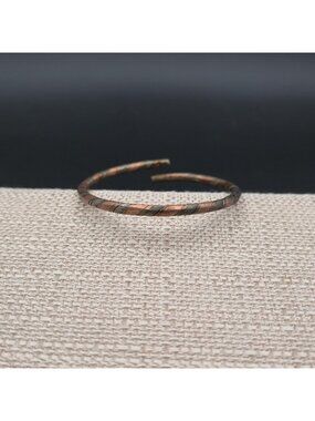 7 Inch Tri-Metal Twisted Cuff Bracelet, Artisan Braided Stacking Cuff B1211